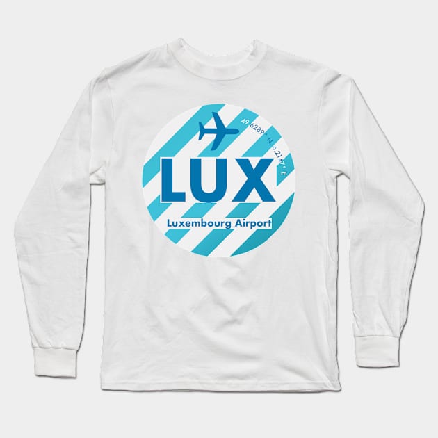 LUX Luxembourg Airport round sticker Long Sleeve T-Shirt by Woohoo